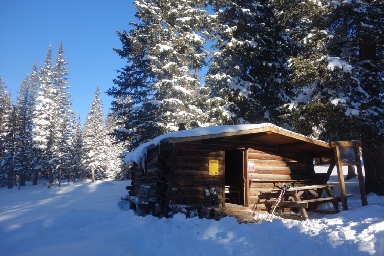Although this cabin had a rat feces problem, it was most welcome in the snow and cols.